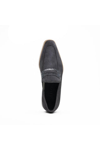 Meo 3 Suede & Crocodile Loafer - Gray-Dellamoda