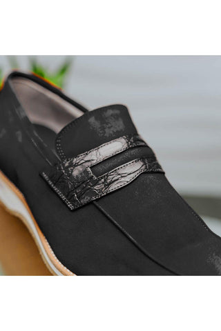 Meo 3 Suede Loafer - Black-Dellamoda