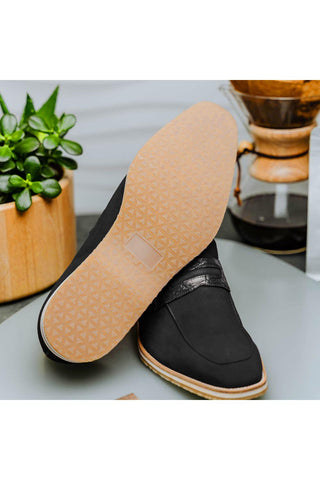 Meo 3 Suede Loafer - Black-Dellamoda
