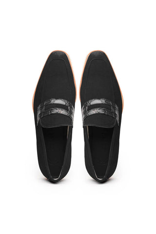 Meo 3 Suede Loafer - Black-Dellamoda