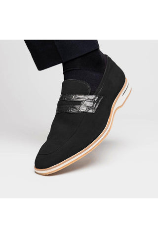 Meo 3 Suede Loafer - Black-Dellamoda