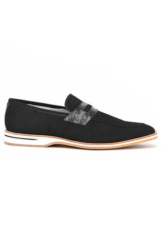 Meo 3 Suede Loafer - Black-Dellamoda