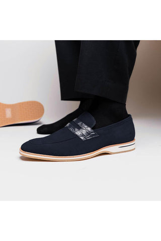 Meo 3 Suede Loafer - Navy-Dellamoda