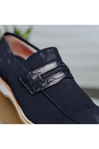 Meo 3 Suede Loafer - Navy-Dellamoda