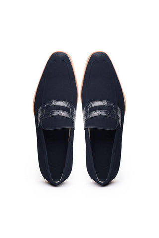 Meo 3 Suede Loafer - Navy-Dellamoda