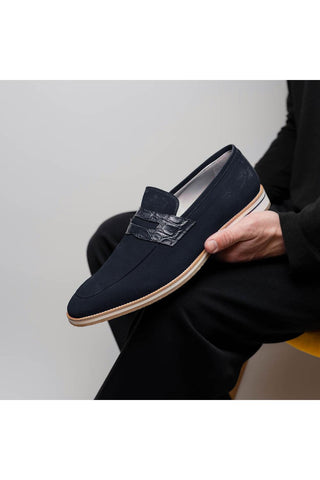 Meo 3 Suede Loafer - Navy-Dellamoda