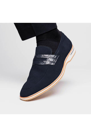 Meo 3 Suede Loafer - Navy-Dellamoda