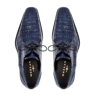 Mezlan Anderson Shoes Blue Crocodile Luxury Men's Oxfords (MZ1001)-AmbrogioShoes