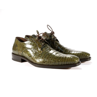 Mezlan 13584-F Anderson Men's Shoes Olive Exotic Caiman Crocodile Oxfords (MZS3324)-AmbrogioShoes