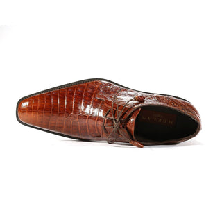 Mezlan 13584-F Anderson Men's Shoes Sport Rust Exotic Caiman Crocodile Oxfords (MZS3322)-AmbrogioShoes