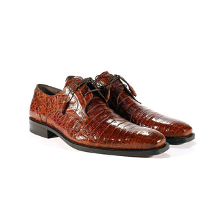 Mezlan 13584-F Anderson Men's Shoes Sport Rust Exotic Caiman Crocodile Oxfords (MZS3322)-AmbrogioShoes