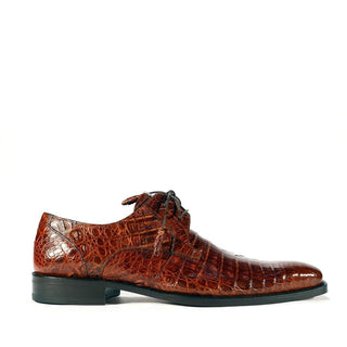 Mezlan 13584-F Anderson Men's Shoes Sport Rust Exotic Caiman Crocodile Oxfords (MZS3322)-AmbrogioShoes