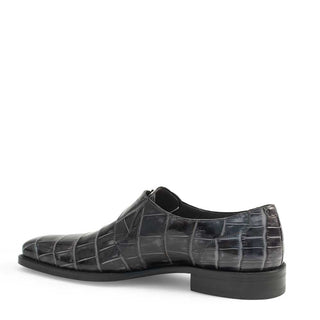 Mezlan 14436-J Men's Shoes Gray Exotic Alligator Monk-Strap Loafers (MZ3252)-AmbrogioShoes