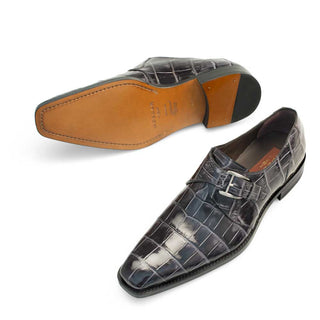 Mezlan 14436-J Men's Shoes Gray Exotic Alligator Monk-Strap Loafers (MZ3252)-AmbrogioShoes