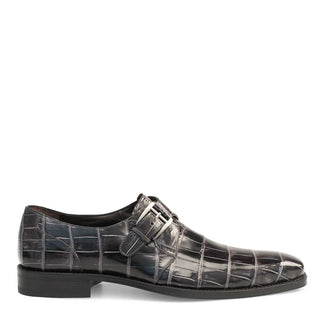 Mezlan 14436-J Men's Shoes Gray Exotic Alligator Monk-Strap Loafers (MZ3252)-AmbrogioShoes