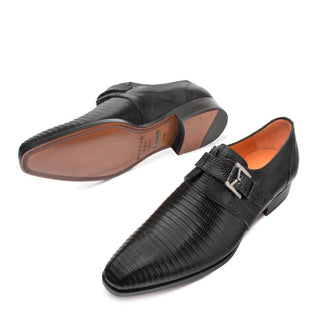 Mezlan 14680-L Richelieu Men's Shoes Black Genuine Monk-Strap Loafers (MZ3316)-AmbrogioShoes