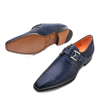 Mezlan 14680-L Richelieu Men's Shoes Blue Genuine Monk-Strap Loafers (MZ3317)-AmbrogioShoes