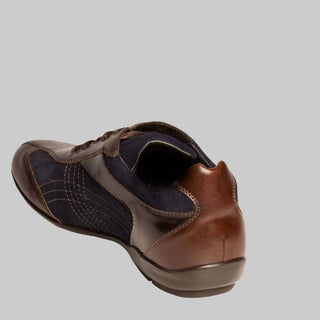 Mezlan Mens Luxury Shoes Vega Brown & Navy Calfskin Sneakers (MZ2263)-AmbrogioShoes