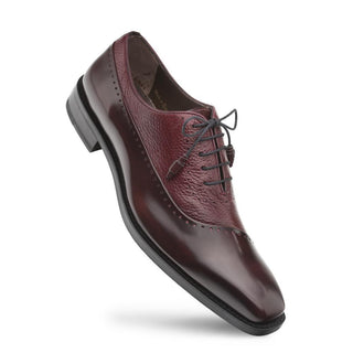 Mezlan 16409 Postdam Men's Shoes Burgundy Deer / Calf-Skin Leather Oxfords (MZ3376)-AmbrogioShoes