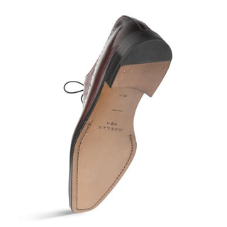 Mezlan 16409 Postdam Men's Shoes Burgundy Deer / Calf-Skin Leather Oxfords (MZ3376)-AmbrogioShoes