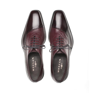 Mezlan 16409 Postdam Men's Shoes Burgundy Deer / Calf-Skin Leather Oxfords (MZ3376)-AmbrogioShoes