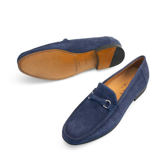 Mezlan 17308 Men's Shoes Blue Suede Leather Moccasin Loafers (MZ3249)-AmbrogioShoes