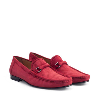 Mezlan 17308 Men's Shoes Red Suede Leather Moccasin Loafers (MZ3250)-AmbrogioShoes