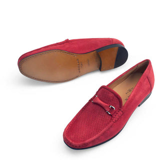 Mezlan 17308 Men's Shoes Red Suede Leather Moccasin Loafers (MZ3250)-AmbrogioShoes