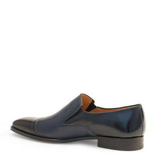 Mezlan 18984 Milani Men's Designer Shoes Blue Deer-Skin / Calf-Skin Leather Dress Slip-On Loafers (MZ3370)-AmbrogioShoes