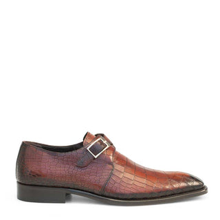 Mezlan 19543 Men's Shoes Cognac Crocodile Print / Calf-Skin Leather Monk-Strap Loafers (MZS3422)-AmbrogioShoes