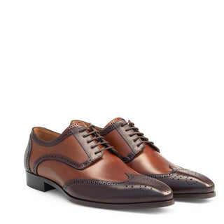 Mezlan 19590 Men's Shoes Cognac & Brown Calf-Skin Leather Derby Oxfords (MZ3256)-AmbrogioShoes