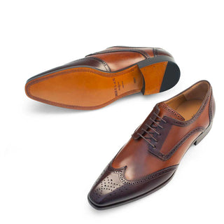 Mezlan 19590 Men's Shoes Cognac & Brown Calf-Skin Leather Derby Oxfords (MZ3256)-AmbrogioShoes