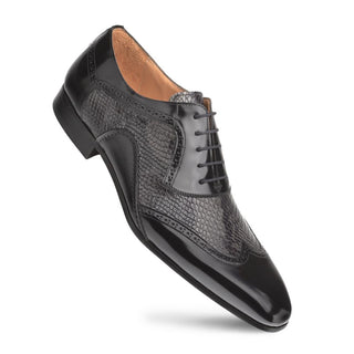 Mezlan 20238 Savageton Men's Shoes Black & Gray Snake Print / Calf-Skin Leather Oxfords (MZ3419)-AmbrogioShoes