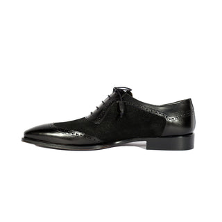 Mezlan 20528 Men's Shoes Black Suede / Calf-Skin Leather Wingtip Oxfords (MZS3555)-AmbrogioShoes