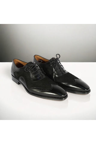 Mezlan 20528 Suede / Calf-Skin Leather Wingtip Oxfords (MZ3556)-AmbrogioShoes