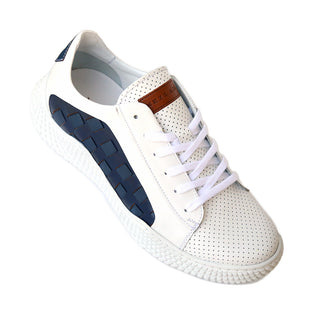 Mezlan 20605 Men's Shoes White, Navy & Electric Blue Calf-Skin Leather Casual Sneakers (MZS3632)-AmbrogioShoes