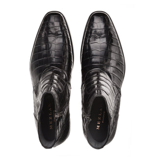 Mezlan 3663-J Belucci Black Exotic Alligator Zipper Boots (MZ3699)-AmbrogioShoes