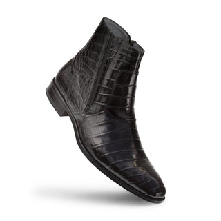 Mezlan 3663-J Belucci Men's Shoes Black Exotic Alligator Zipper Boots-AmbrogioShoes