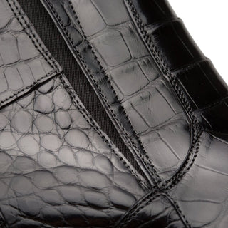 Mezlan 3663-J Belucci Men's Shoes Black Exotic Alligator Zipper Boots-AmbrogioShoes