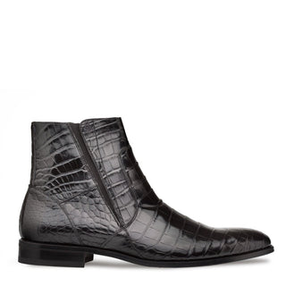 Mezlan 3663-J Belucci Men's Shoes Black Exotic Alligator Zipper Boots-AmbrogioShoes