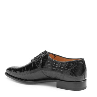 Mezlan 4291-J Men's Shoes Black Exotic Alligator Plain Toe Oxfords (MZ3281)-AmbrogioShoes