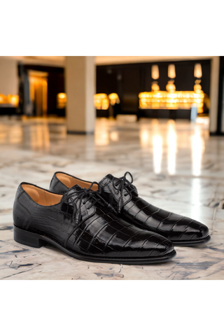 Mezlan 4574-J Moscow Alligator Plain Toe Derby (MZ3182)-AmbrogioShoes
