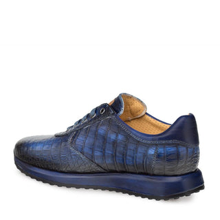 Mezlan 4656-F Hannibal Men's Shoes Blue Exotic Caiman Crocodile Casual Sneakers (MZ3275)-AmbrogioShoes