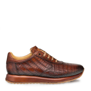 Mezlan 4656-F Hannibal Men's Shoes Cognac Exotic Caiman Crocodile Casual Sneakers (MZ3259)-AmbrogioShoes