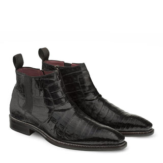 Mezlan 4715-F Blackmore Men's Shoes Black Exotic Caiman Crocodile Boots (MZ3300)-AmbrogioShoes