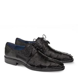 Mezlan 4732-S Tillson Men's Shoes Black Exotic Ostrich Derby Oxfords (MZ3299)-AmbrogioShoes