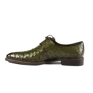 Mezlan 4732-S Tillson Men's Shoes Olive Exotic Ostrich Derby Oxfords (MZS3301)-AmbrogioShoes