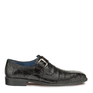 Mezlan 4737-F Magnus Men's Shoes Black Exotic Caiman Crocodile Monk-Strap Loafers (MZ3293)-AmbrogioShoes