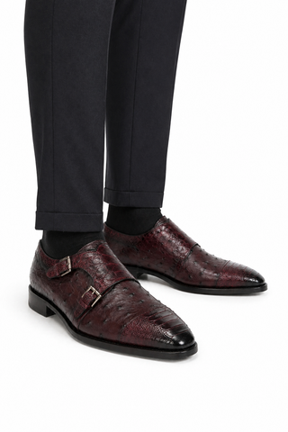 Mezlan 4957-SP Ostrich & Crocodile Double Monk-Strap