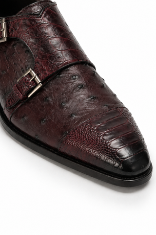 Mezlan 4957-SP Ostrich & Crocodile Double Monk-Strap